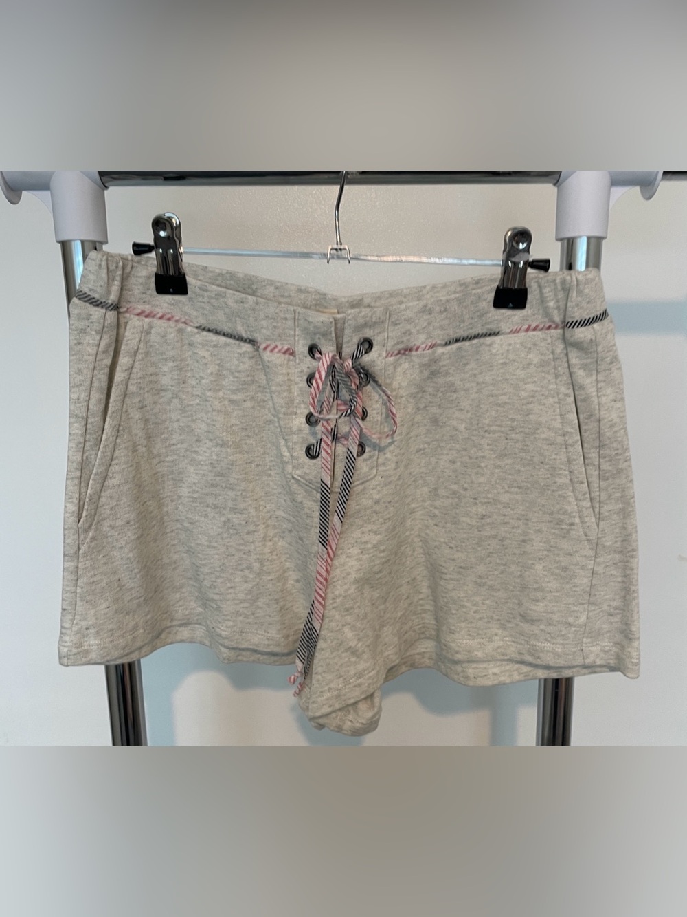 Women's Light Gray Lace-Up Lounge Shorts